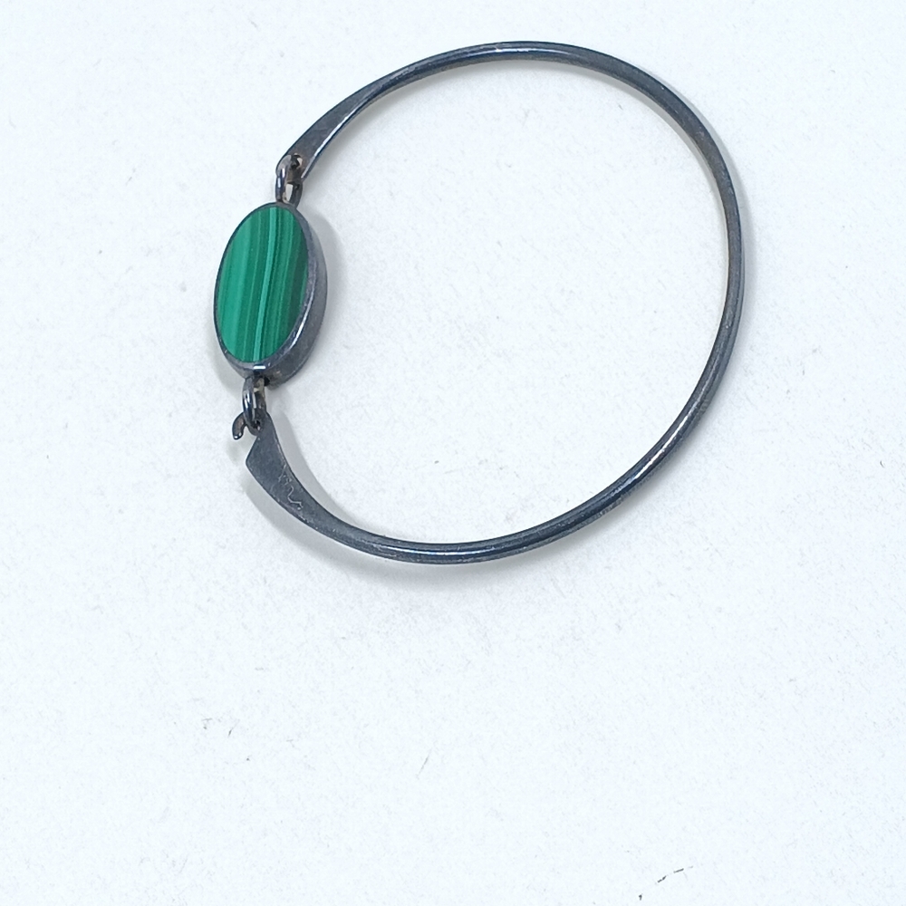 Vintage Sterling and Malachite Reversible Front Bracelet.
